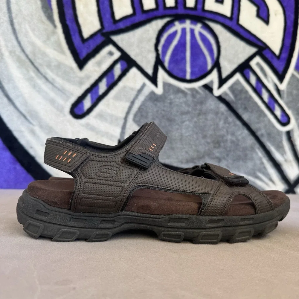 Size 14 - Skechers Mens Sandals Extra Wide Relaxed Fit Louden Brown 64487EWW